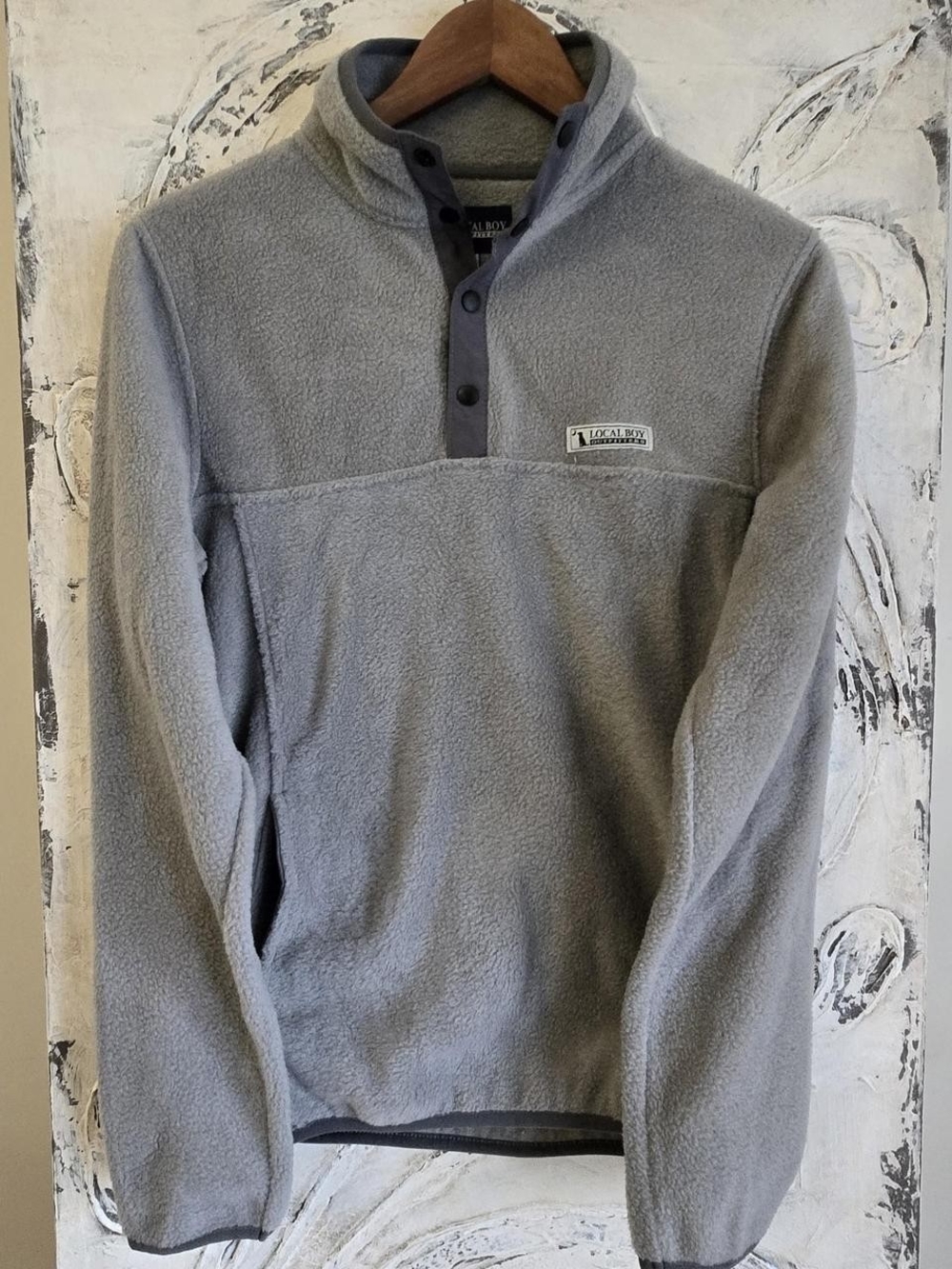 Lightweight Gray Fleece Snap Pullover Jacket